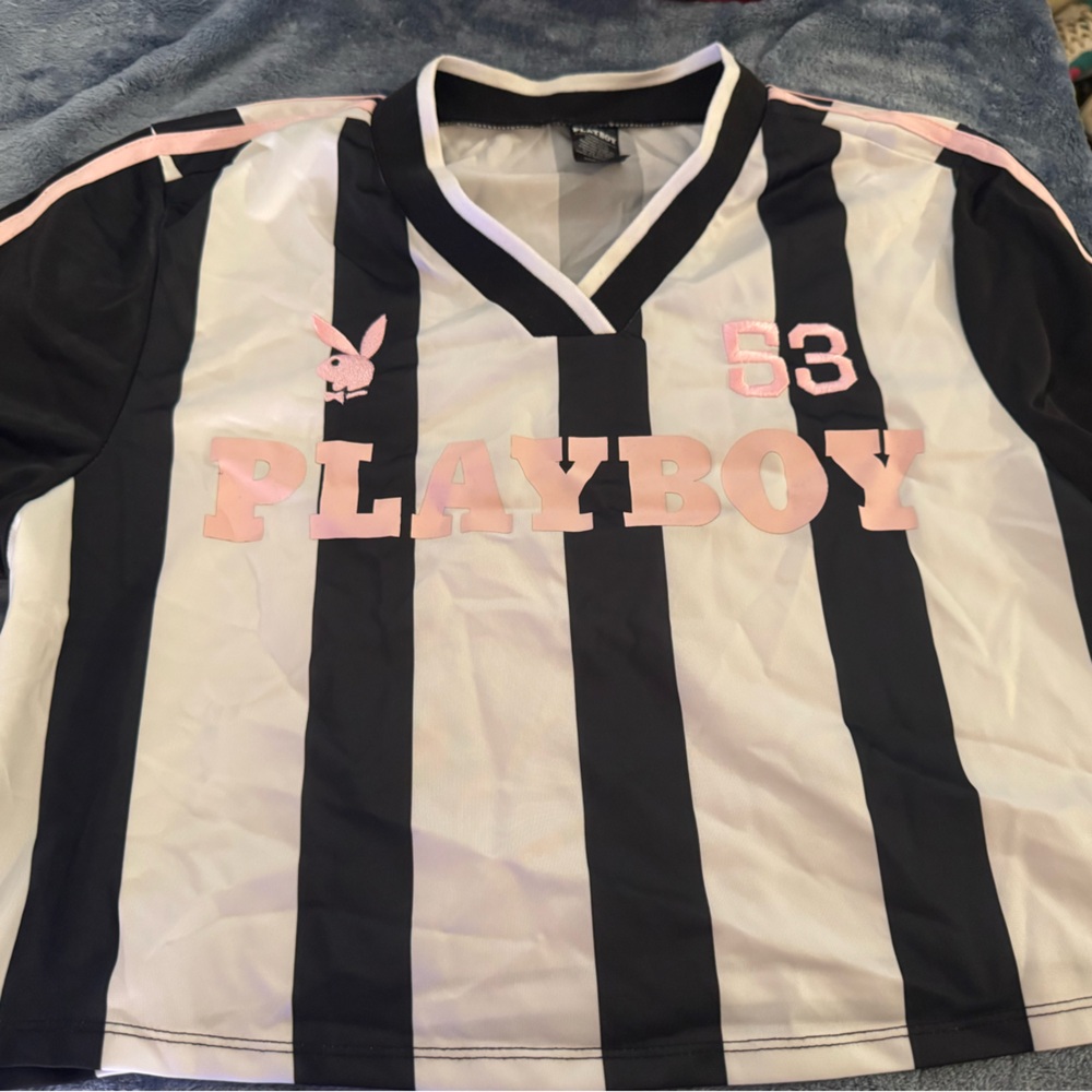 PLAYBOY Black and White Jersey Top